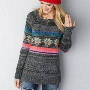 American Eagle Outfitters Fair Isle Rainbow Snowflake Jegging Knit Sweater. XS.